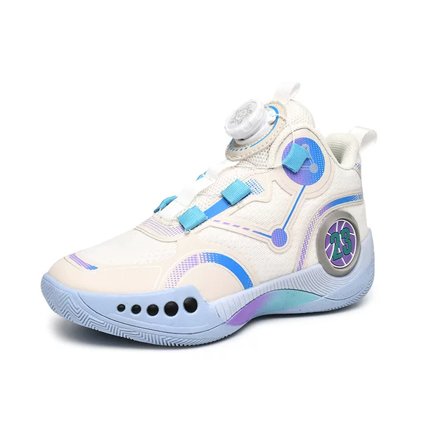 8050 Kidsren's Basketball Shoes Swivel Buckle Kidsren's Shoes Autumn and Winter Mid-Mesh Wear-Resistant Anti-Slip Boys' Primary School Sports Shoes