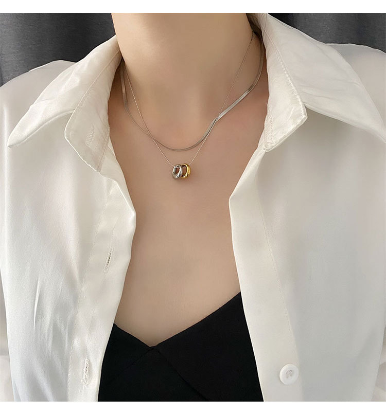 Unisex Gender Vacuum Plating Real Gold Plated 18K Silver Round 304 Stainless Steel Simple Style Waterproof Non Tarnish Titanium Pendant Necklace