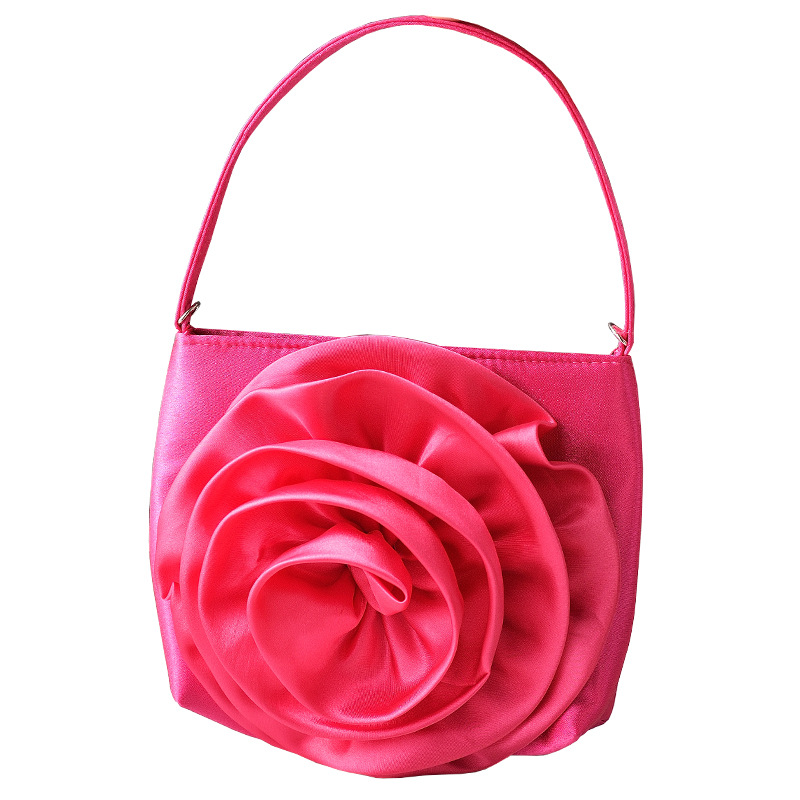 Bolso de cena de flores grandes de estilo explosivo transfronterizo Bolso cheongsam de satén tridimensional retro Bolso de novia de boda portátil Fabricante