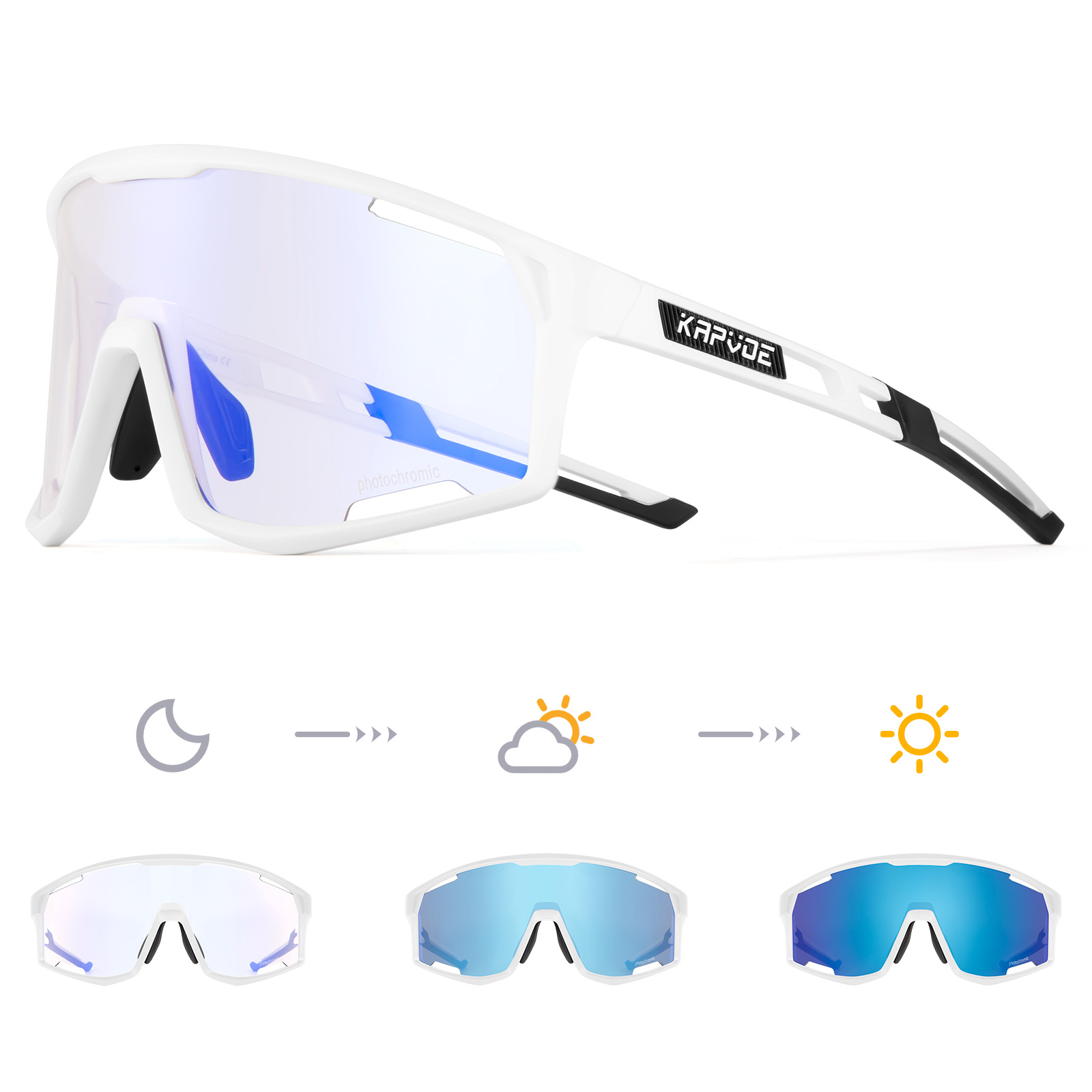 Gafas de Ciclismo Fotocromáticas de TR90, Fotocromático, Proteccion contra Viento y Arena, para Ciclismo de Montaña