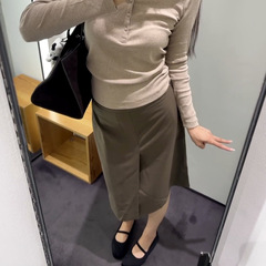 CS女装 羊毛混纺铅笔裙半身裙女 2025年秋季棕色裙子 1294852001