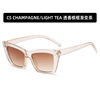 Fashionable sunglasses, trend glasses solar-powered, European style, cat's eye, internet celebrity