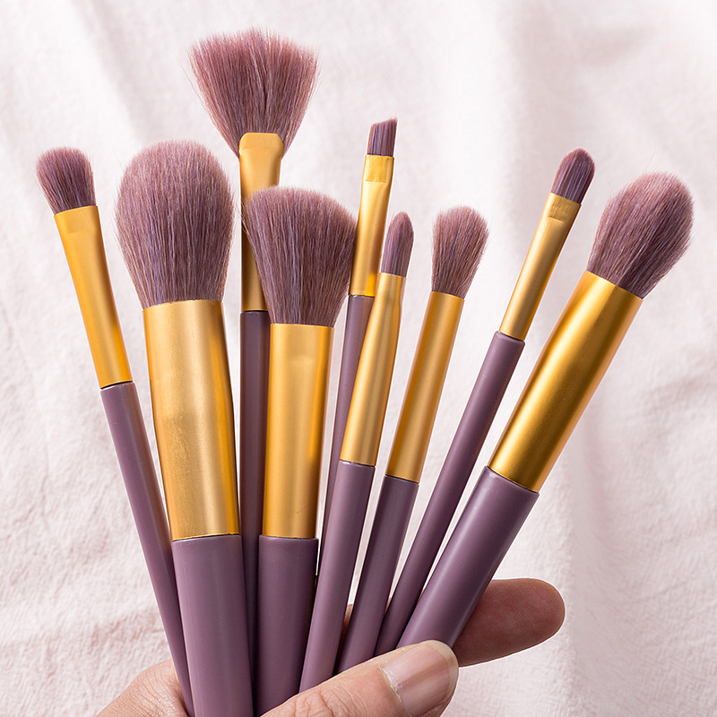 Ventas directas de fábrica huayang mismo estilo 9 pequeño púrpura dulce patata maquillaje cepillo sombra de ojos cepillo conjunto completo de herramientas de cepillo