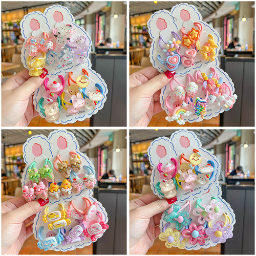 Summer new children's hair rope girls cute cartoon animal cone hair band baby pair rubber band children's hair accessories