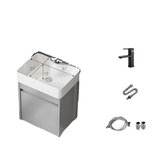Compact Space Aluminum Bathroom Cabinet with Washbasin: Narrow-Edge Basin Cabinet Integrated Vanity Unit for Toilets