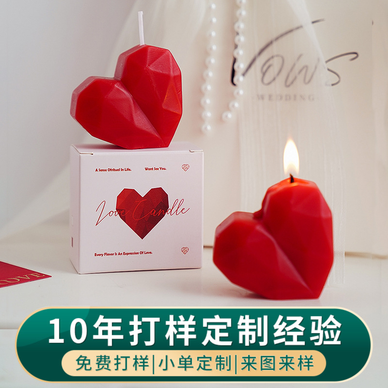 Amor vela perfume personalizado Qixi acompañante etiqueta de regalo ODM procesamiento de regalo de día de San Valentín cera de modelado de corazón