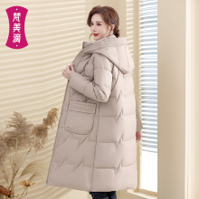 2025秋冬妈妈装中长款棉服外套连帽拉链棉衣开衫新款中老年女装