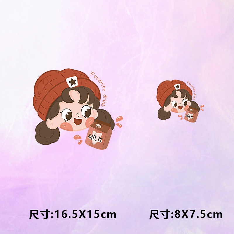 高级烫画图案新款milk女孩烫画贴印花衣服热转印白墨烫画布贴