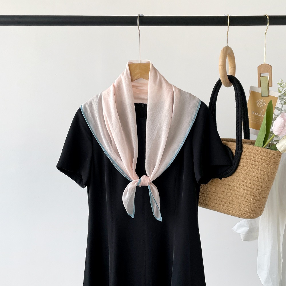50g Weight Silk Scarf Classification Holiday, Street Occasion Moire Yarn Material Solid Color Pattern Spring&Summer Season Women's Gender Simple Style Style Women's Simple Style Solid Color Moire Yarn Silk Scarf 6