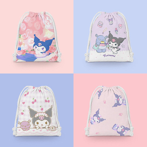 Large-faced kid elastic cord cartoon small cloth bag student miscellaneous storage bag makeup bag portable toiletry bag