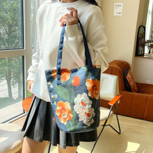 高级感加厚帆布包包女日系ins小清新文艺通勤立体水桶包洋气手拎