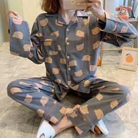 日系睡衣女卡通纯棉网红ins少女春秋夏长袖学生两件套秋冬家居服
