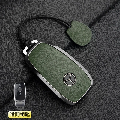 Car key bag — Gtr Gt50 Car Key Shell - 1-olive-green-a-model-2-button-mercedes-benz-amg-simple-rope-french-goat-leather