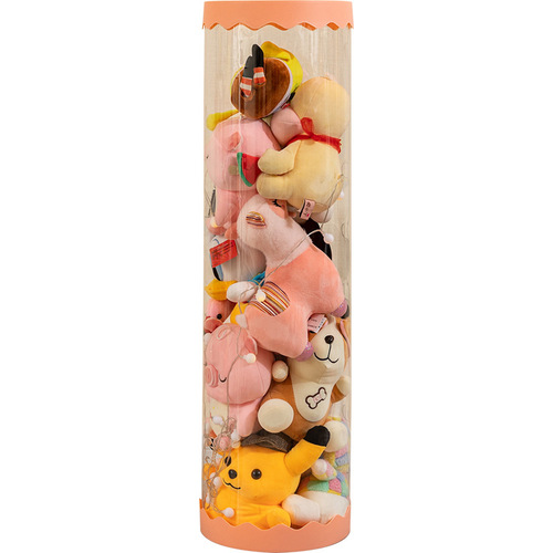Baby Storage Tube Plush Toy Storage Transparent Cylinder Basket Children's Doll Zipper Doll Bucket Organizing Box 