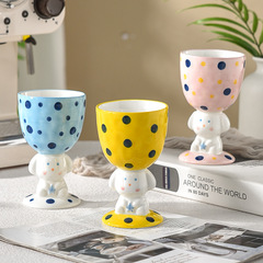 Fugu アイスクリームカップ、カラフルな水玉模様のカップ、手描きのゴブレット、釉下色のセラミックカップ、お土産ウォーターカップ、カップルカップ