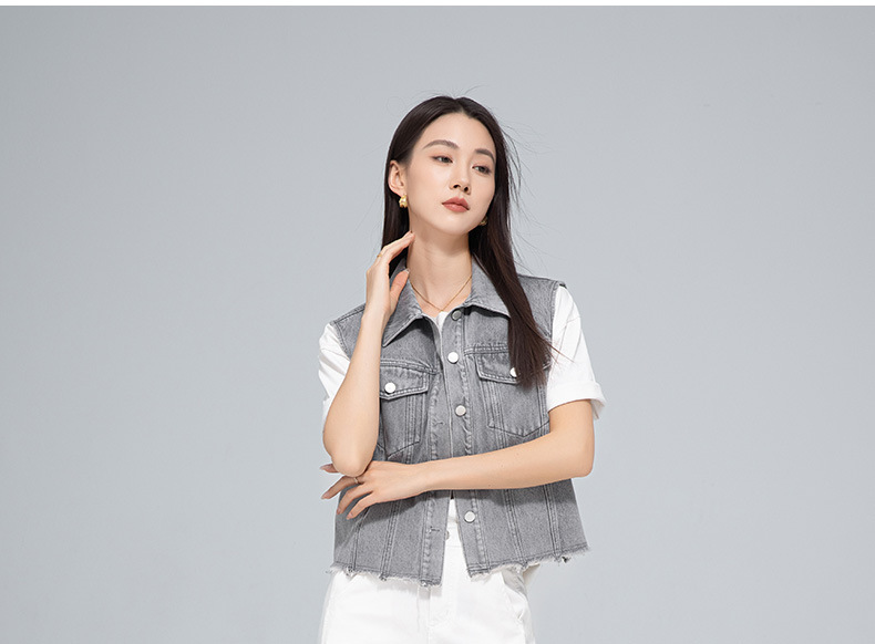 Áo vest denim không tay nữ phong cách Hồng Kông cổ điển — AC65335 chi tiết 15