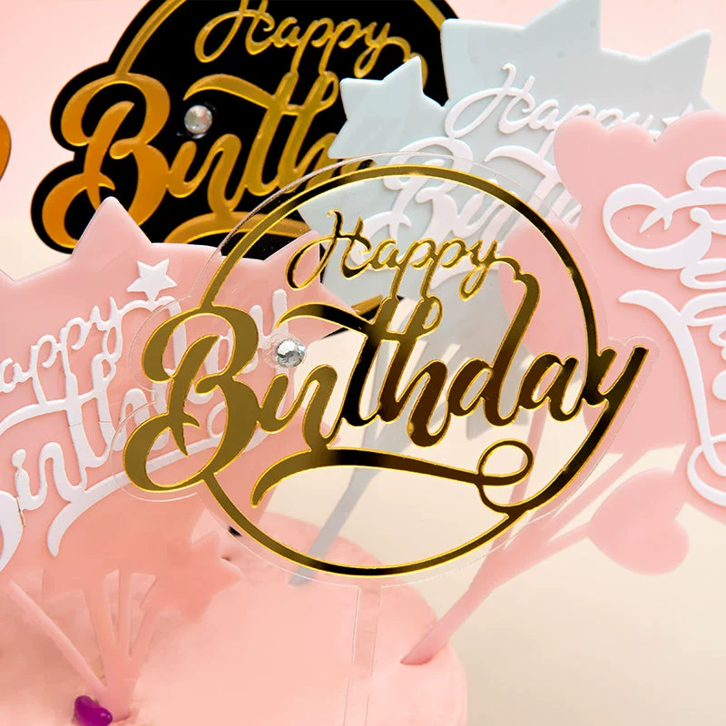 Выпеченный торт украшение Акрил birthday счастливый горящий инкрустированный бриллиант десертPlug-in вечеринка сцена макет