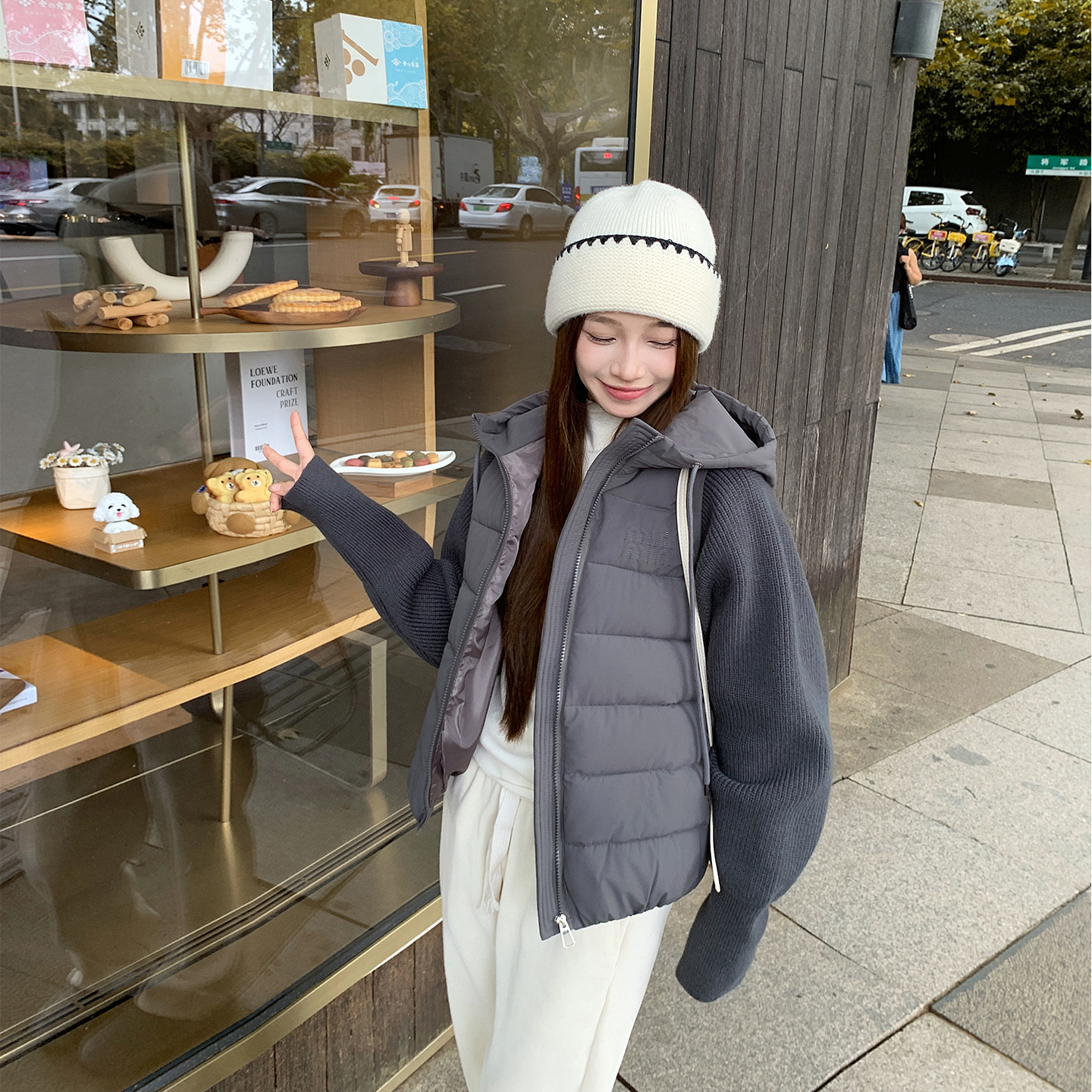 Suéter de punto ligero y delgado, manga de algodón empalmado, ropa corta de mujer, dos piezas falsas de otoño y invierno, nueva chaqueta de algodón de moda, abrigo image 6