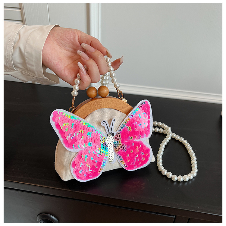 Women's Small Canvas Butterfly Cute Beading Magnetic Buckle Dome Bag display picture 1