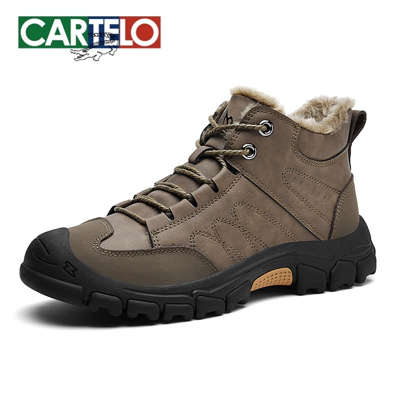 Мужские зимние теплые ботинки Cardile в стиле крокодиловой кожи, с дополнительным флисом и утолщенной подошвой, для активного отдыха и кросс-кантри.
