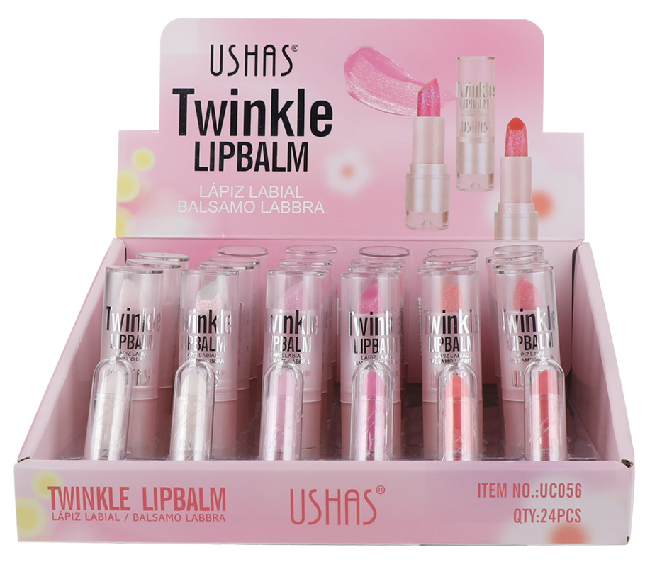 (caja de exhibición) USHAS Europa y los Estados Unidos cruzando la frontera spot perlada lápiz labial brillante brillo no es fácil de descolorar esmalte labial brillante UC056