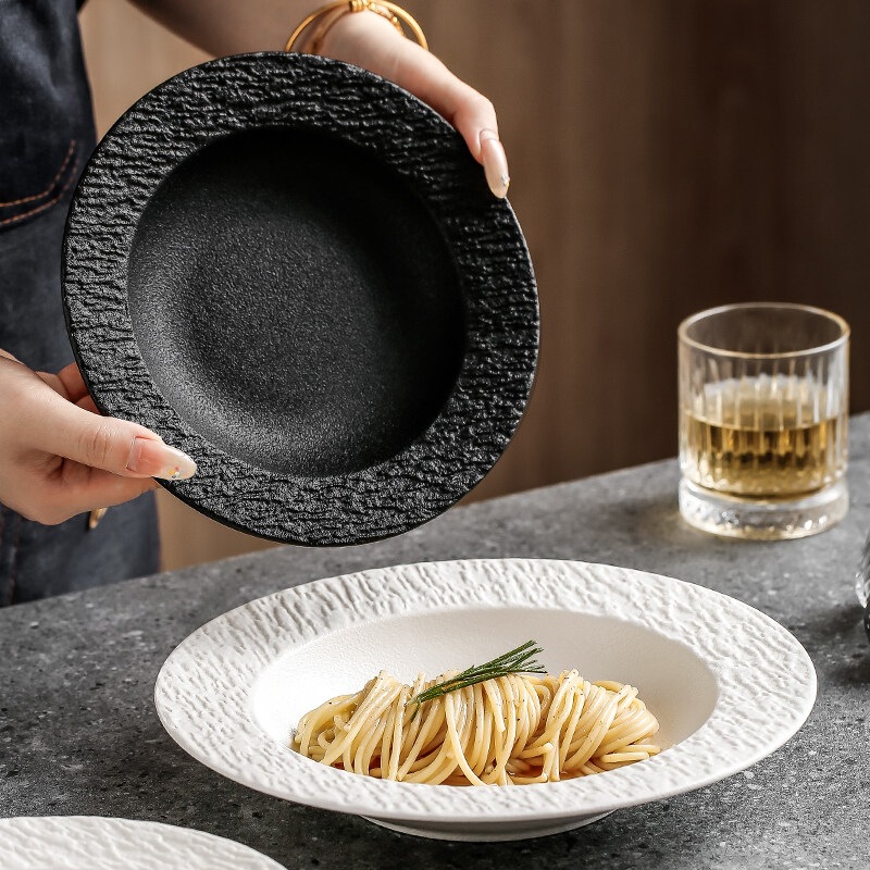 Straw Hat Plate, Italian Pasta Plate, Western-Style Soup Plate, Japanese High-End Tableware Plate, Household Dish Plate, French-Style Dinner Plate