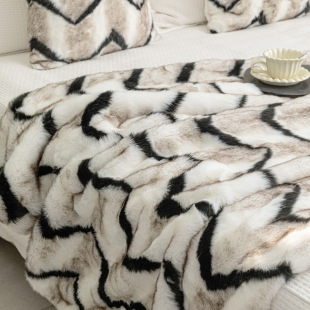 Modern Simple Rice Black Zebra Tiger Pattern Faux Fur Blanket Pillow Light Luxury Villa Model Room Bedroom Blanket