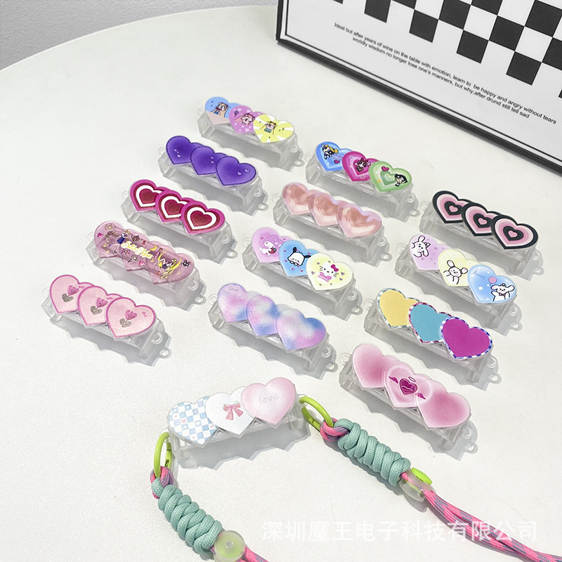 Japanese and Korean wave back clip simple love mobile phone external clip cartoon anti-lost chain suitable for Apple Huawei foreign trade