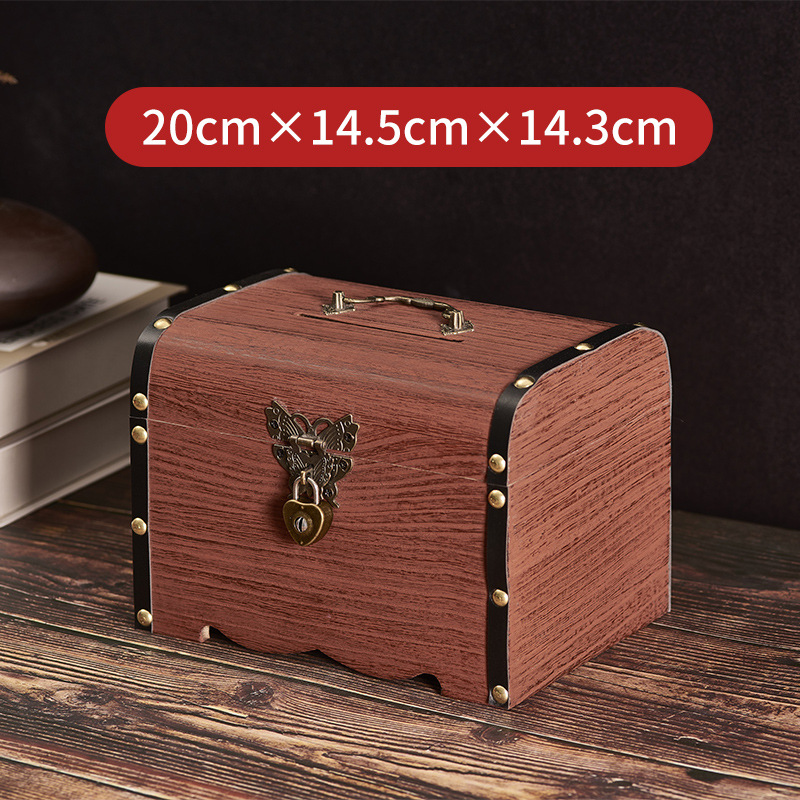Alcancía de madera maciza para niños con cerradura, solo depósitos, sin retiradas, caja de ahorros de madera, gran capacidad, cofre del tesoro de moda en TikTok, transfronterizo.