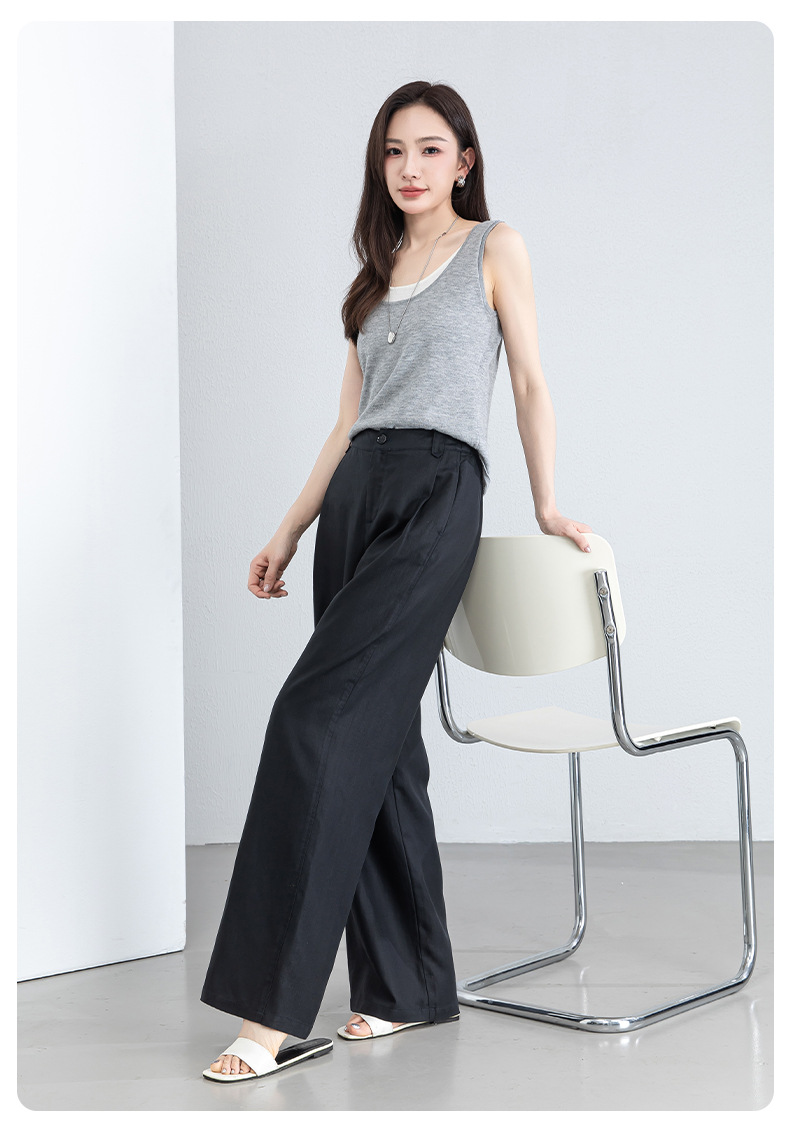Quần culottes nữ ống rộng vải linen phối lyocell dáng suông rủ nhẹ — Màu sắc chi tiết 26