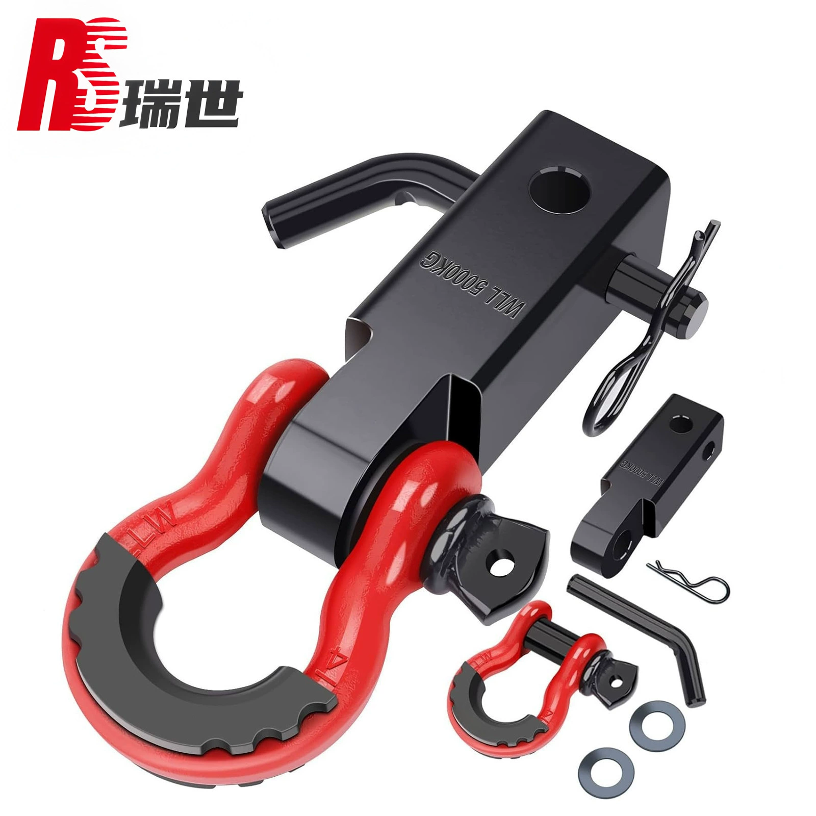 Квадратный крюк для прицепа из утолщенной углеродистой стали, грузоподъемность 4,75 тонны, для внедорожников, задний спасательный крюк для буксировки при столкновении.