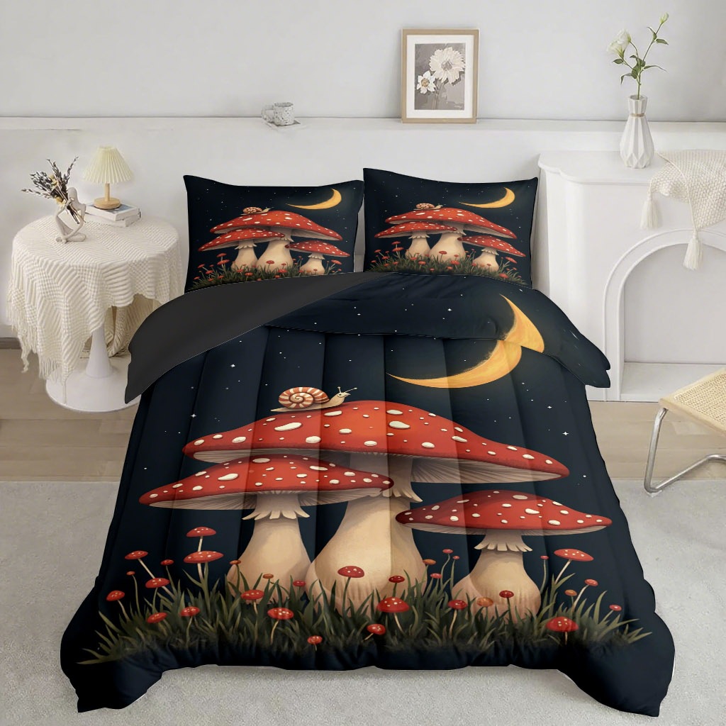 TEMU / JIT nuevo producto fantasía hongos 3D impresión digital 180gms edredón ropa de cama conjunto de fábrica suministro directo