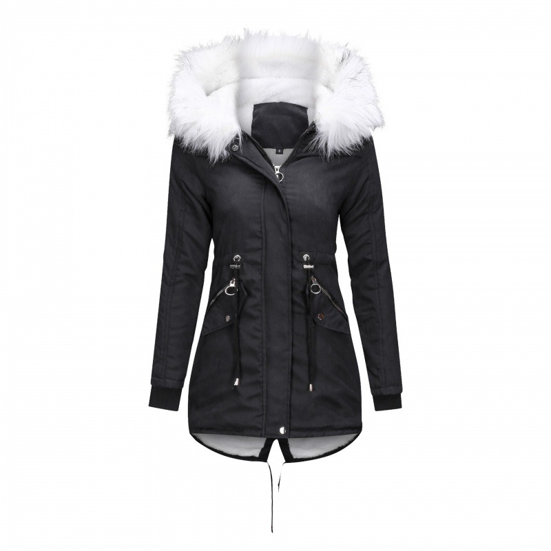 Women's Clothing ladies thick mid length cotton coat large size_voghion.com