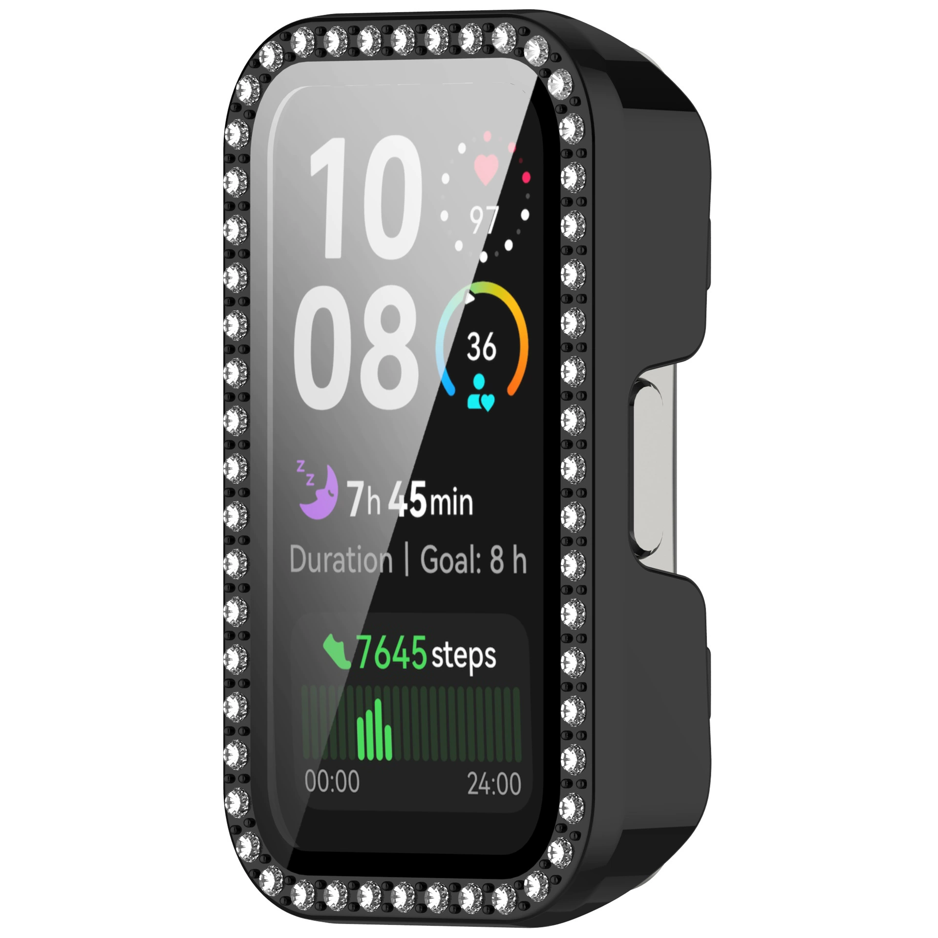 Защита чехол для Huawei Band 10 с бриллиантами, защитная крышка, версия Band9/8NFC, закалённая плёнка встраиваемая с единичной рядовой бриллиантовой защитой