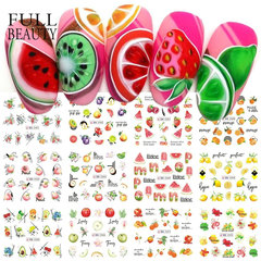 跨境新款美甲貼紙 ins水果檸檬西瓜橙子西柚草莓指甲水印貼紙nail