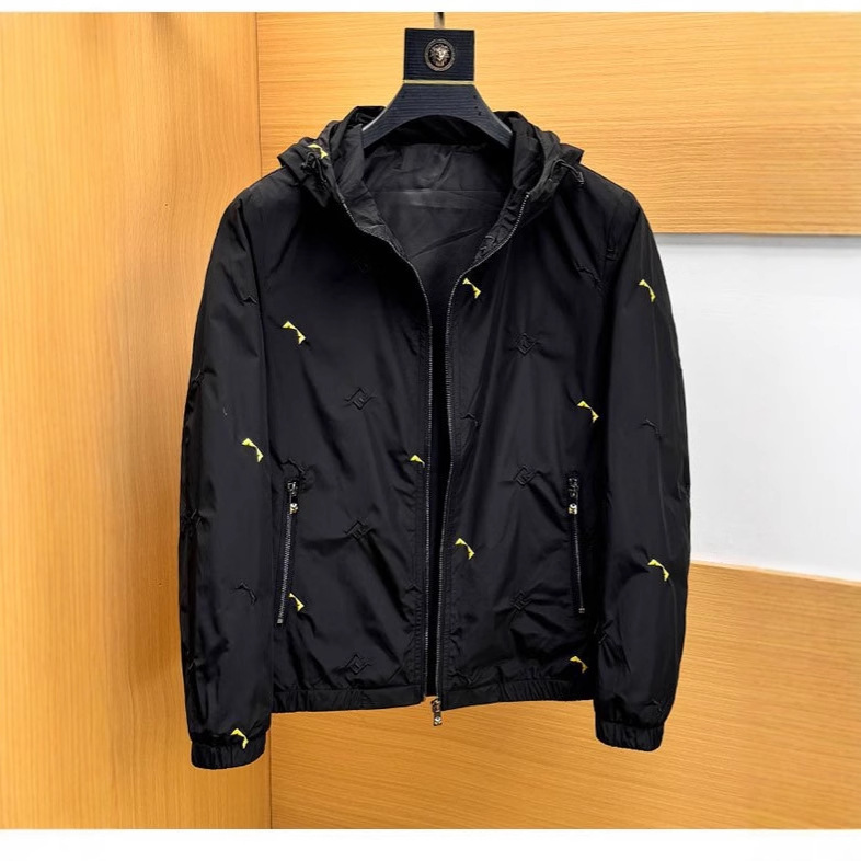European Trendy Brand Embroidered Jacket Men's Spring and Autumn New Slim Casual Youth Hooded Large Size Windproof Jacket