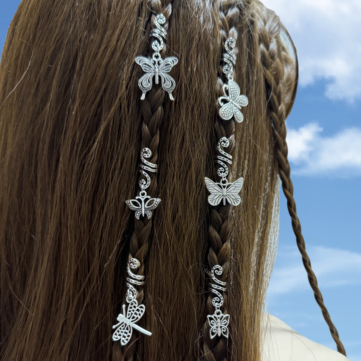 Perucas trenzadas decoración anillo de pelo toque de pelo aleación mariposa pequeña colgante trenzada africana colgante