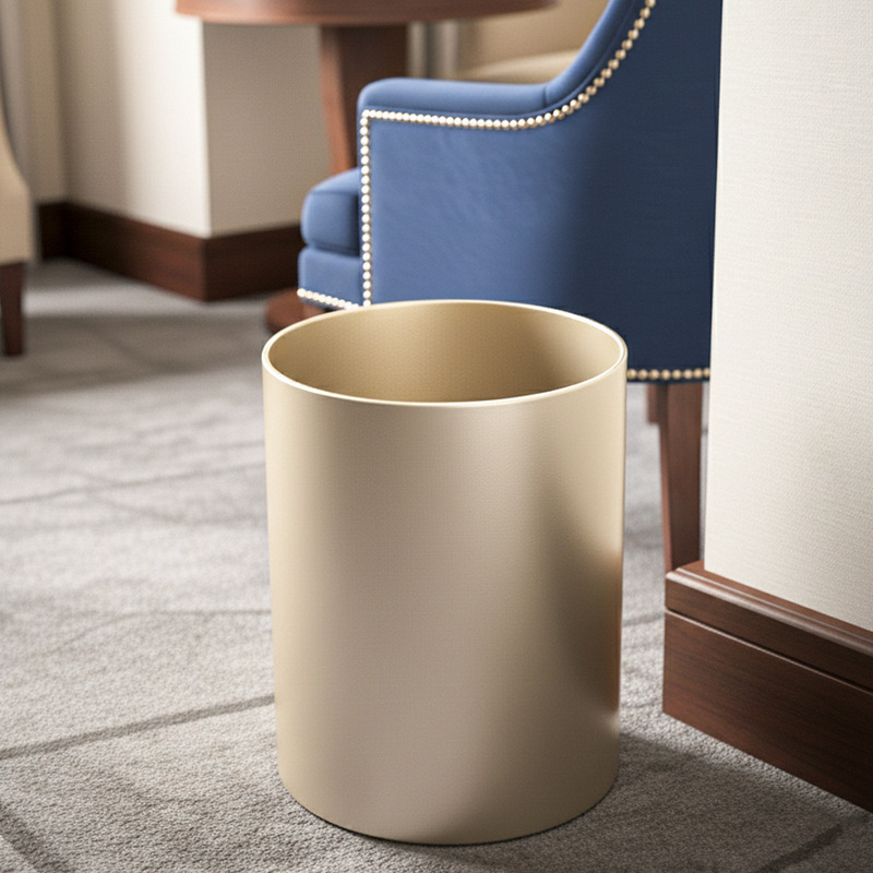 Hotel Resin Round Trash Can, Simple Lidless Wastebasket for Living Room, Bathroom, Kitchen, with Logo Printing