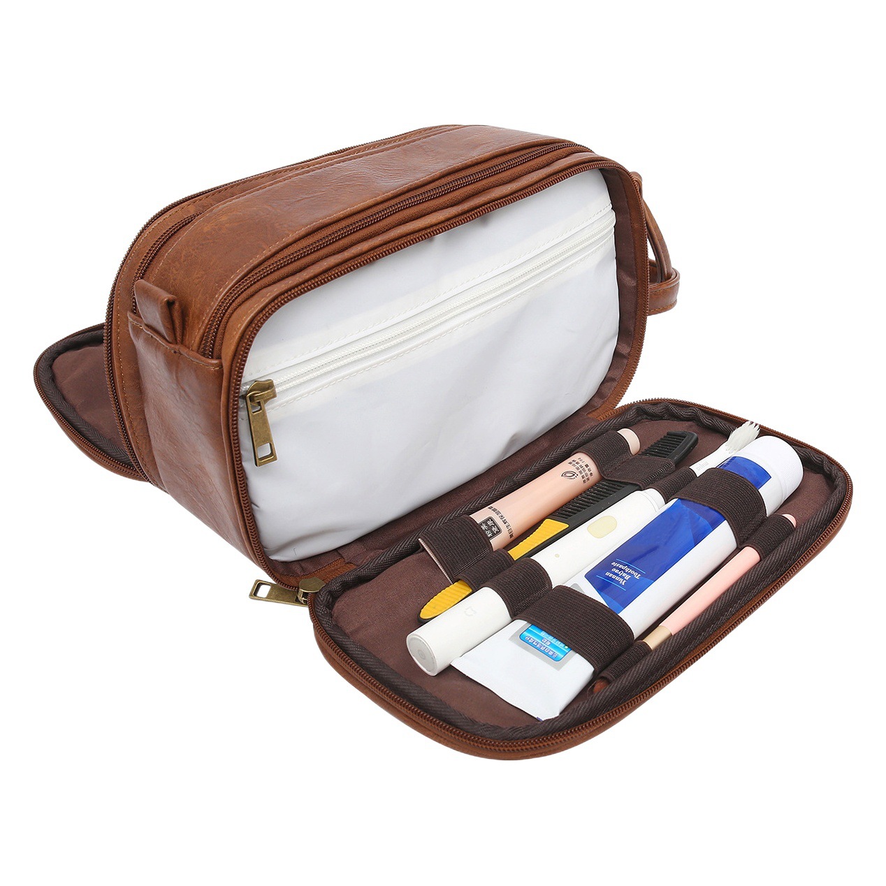 Bolsa de lavado de hombre al por mayor de fábrica bolsa de viaje de moda multifuncional bolsa de almacenamiento de PU de gran capacidad portátil impermeable y resistente al desgaste