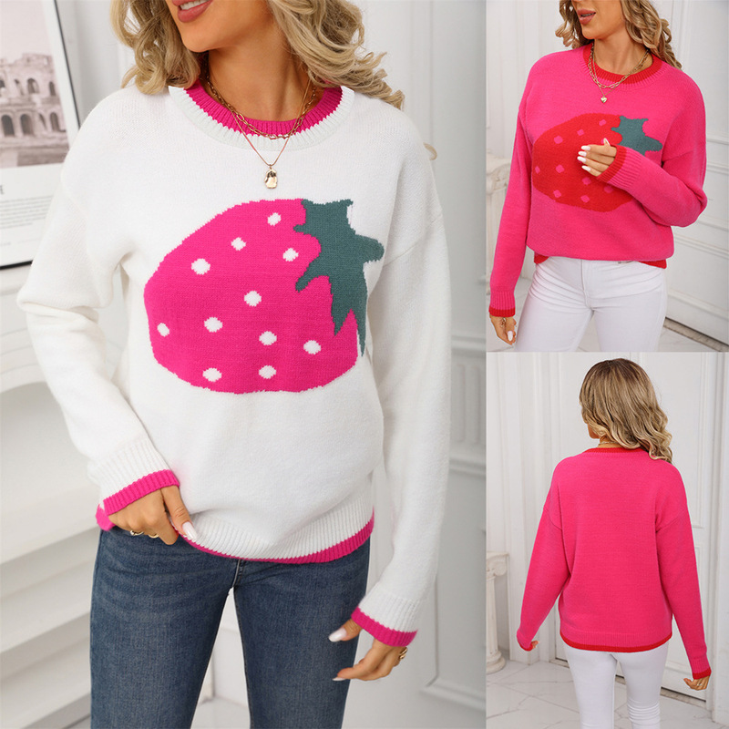 European and American Style Women's Sweater Winter 2026 New Trendy Strawberry Valentine's Day Pullover Knit Top Sweater Fashion European and American Style Women's Sweater Winter 2026 New Trendy Strawberry Valentine's Day Pullover Knit Top Sweater Fashion