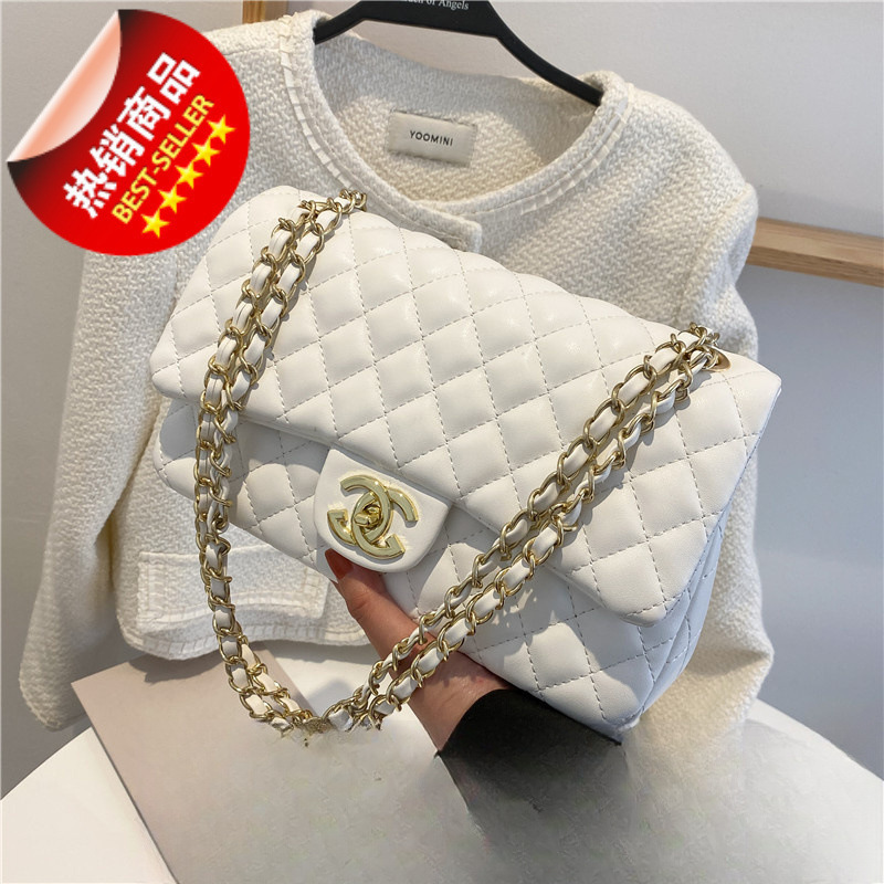 New Style Women's Bag, Simple and Fashionable, Rhombus Pattern, Small Chanel-Style Shoulder Bag, Crossbody Bag, Square Bag, Versatile New Style Women's Bag, Simple and Fashionable, Rhombus Pattern, Small Chanel-Style Shoulder Bag, Crossbody Bag, Square Bag, Versatile