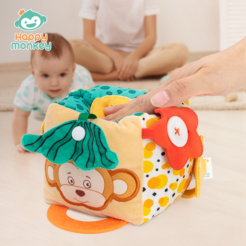 Happy monkey bloques de construcción para bebés, sonajeros, juguetes para bebés y niños pequeños, juguetes para la iluminación de desarrollo intelectual