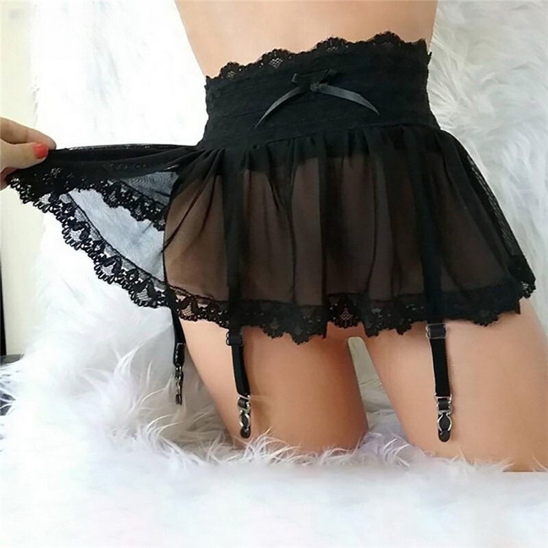 Cross-Border Amazon New Style Sexy Lace Back-Tie Strap Suspender Lingerie Short Floral Fluffy Nightgown