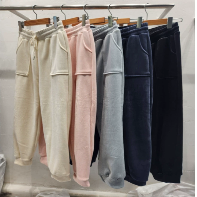 Сливочные брюки вельветовые широкие брюки зимние женские брюки с плюшевой талией