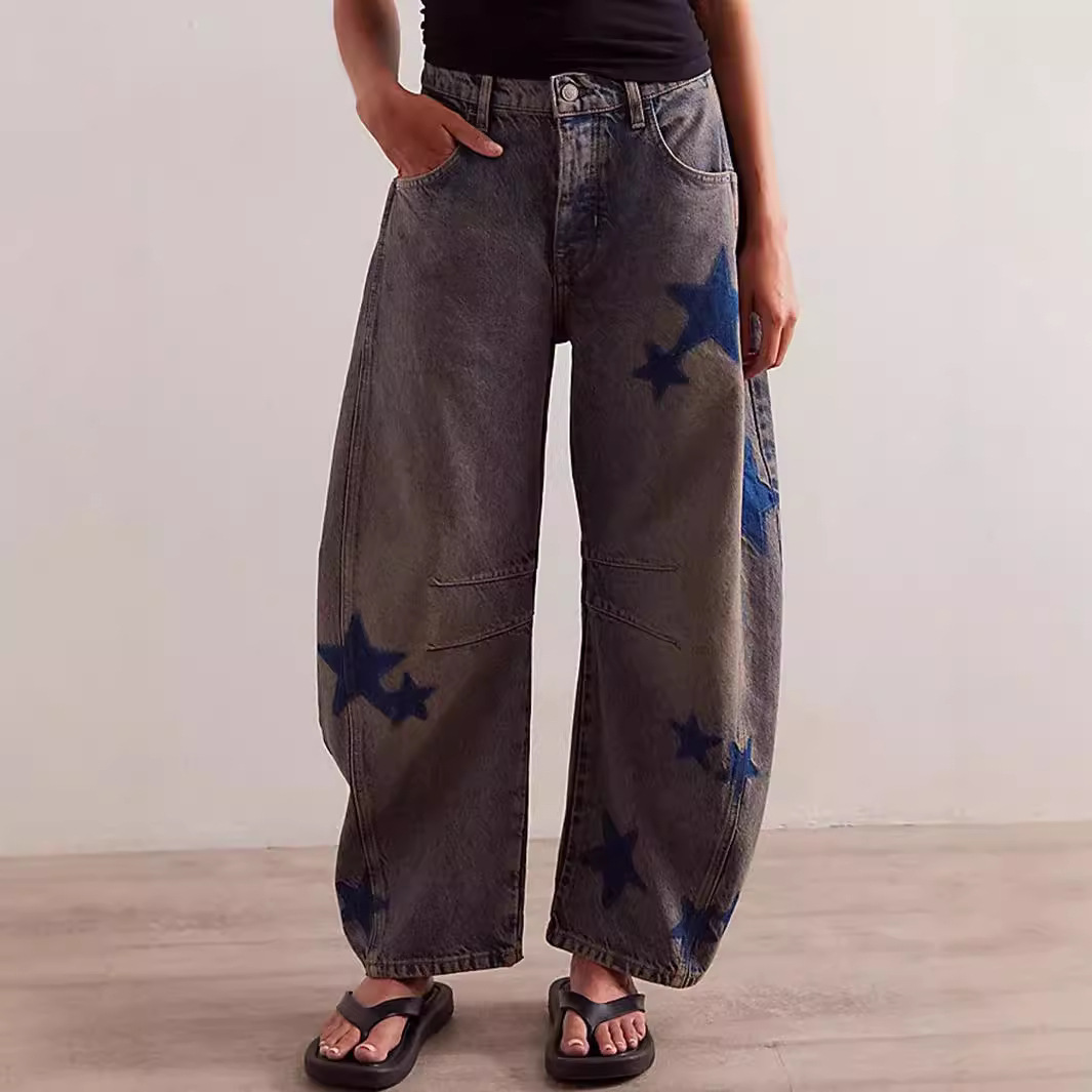 Vintage Low-Rise Flare Jeans For Women – Distressed Washed Denim With Embroidery (S-L, 90s Retro Street Style)_mkmklike.com