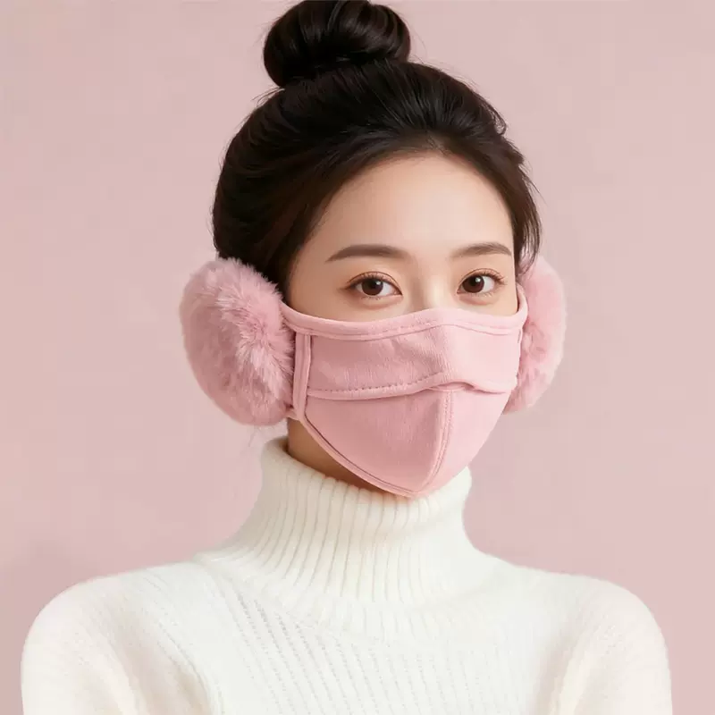 二合一面耳罩女冬季保暖口罩防寒神器护耳朵耳套护脸骑行防风面罩