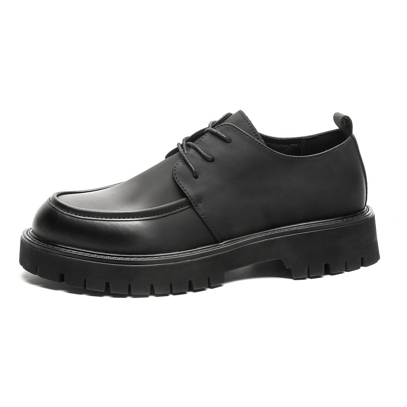 Nuevos zapatos de cuero para hombres, moda coreana, zapatos guapos para hombres, cordones casuales para jóvenes, zapatos negros británicos. image 6