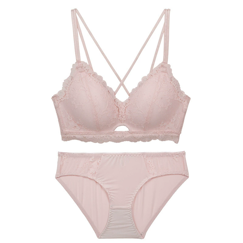 Lace sexy thin wireless bra, underwear, set, thin strap, beautiful back
