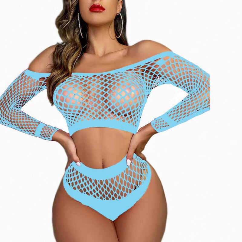 Men's Sexy Underwear Women's Hollow Fishnet Clothes Bikini Sexy Tights Nightclub Men's Model Three-point suit
