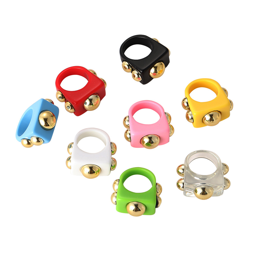 Wholesale Jewelry Fashion Candy Color Metal Acrylic Ring Nihaojewelry display picture 2